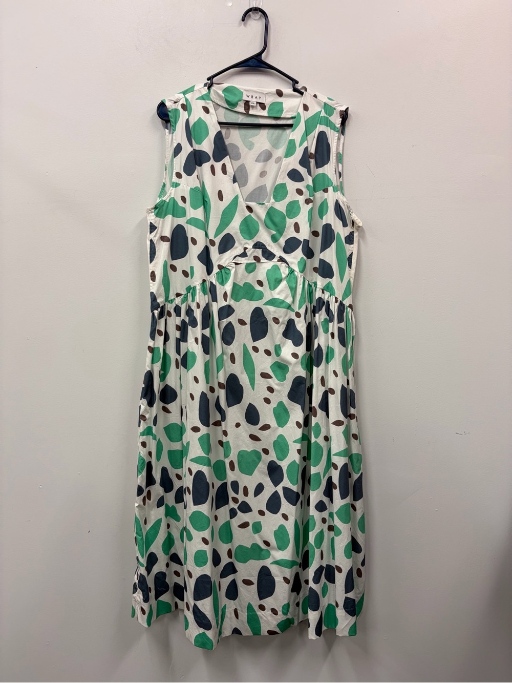 Wray Sleeveless V-Neck Pebble Print Dress in Green/Black Sz XXL